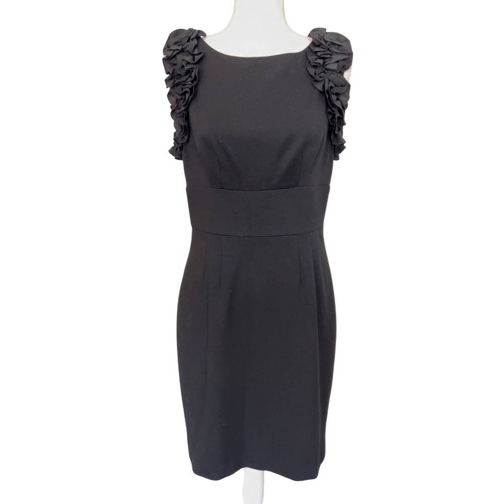 Trina Turk Mina Women Black Ruffle Sleeveless Dress Size 8